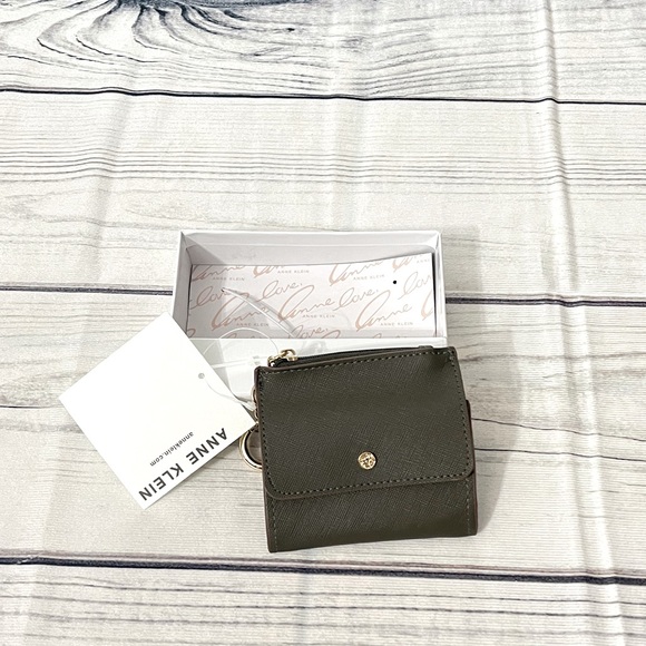 Anne Klein Handbags - NWT Anne Klein Button Flap Card Case Key Chain | Olive with Gold